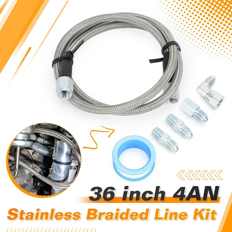 SJDYYMX 36 inch Stainless Braided Line 4AN Multi Size Remote Turbocharger Sensor Teflon Gauge Line Kit - Image 2